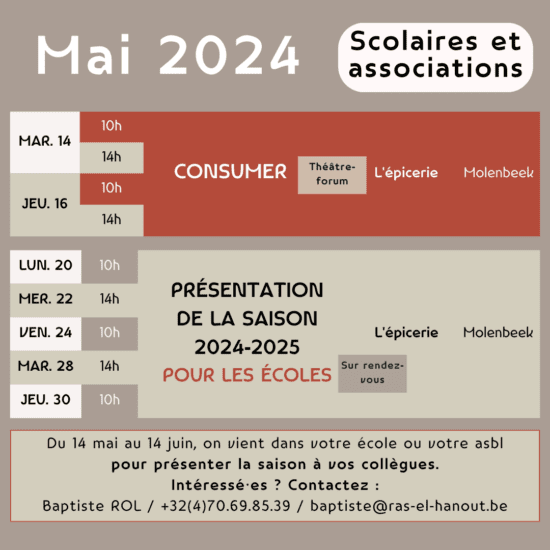 Calendrier des représentations scolaires de Ras El Hanout Mai 2024